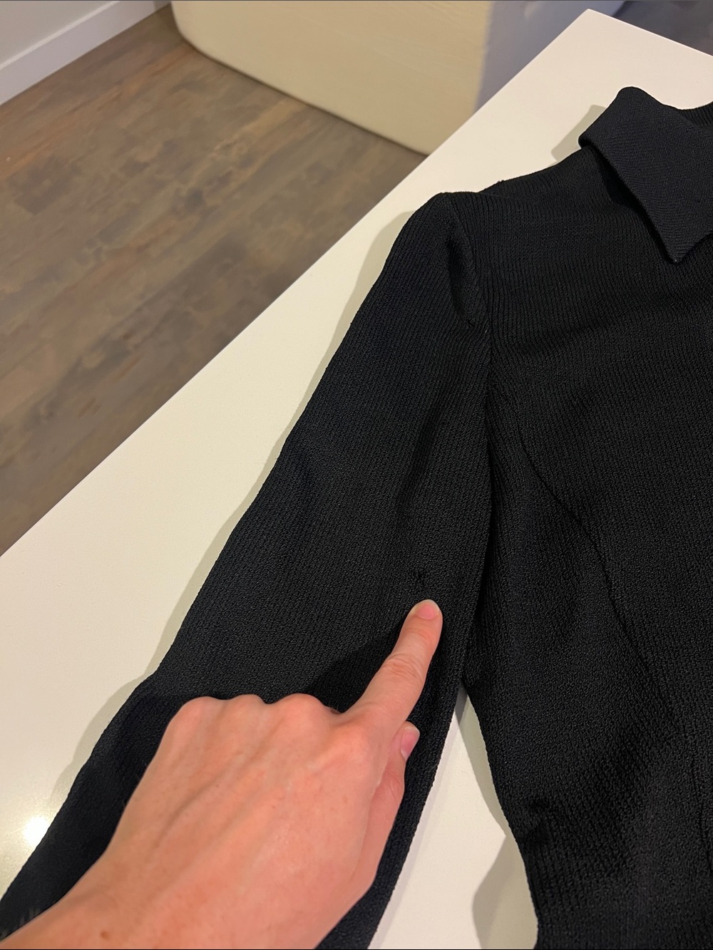 St. John Collection santana black knitted fit & flare jacket w/ gold buttons 12 - Picture 2 of 11